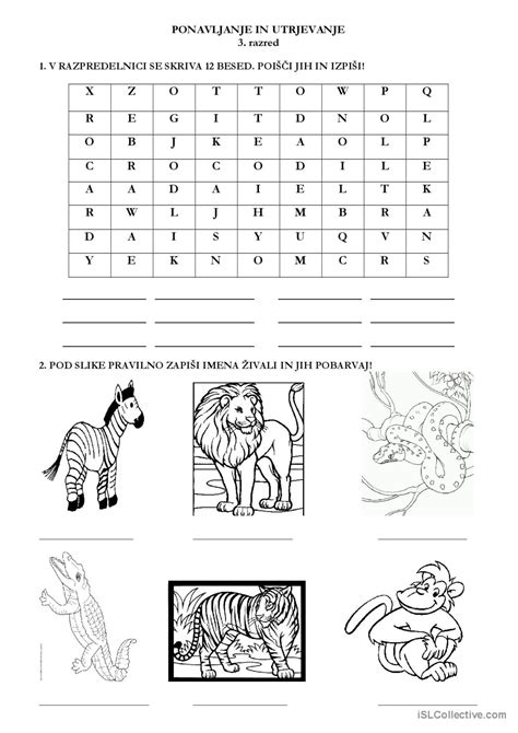 Safari Animals Word Search English Esl Worksheets Pdf And Doc