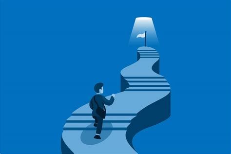 Business Man Climbing Stair To Goal Graphic By Aryohadi · Creative Fabrica