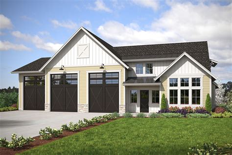 2 Story Country Home Plan With Oversized Garage 23877jd