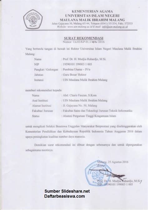 Contoh Surat Rekomendasi Beasiswa Bahasa Indonesia 54 Koleksi Gambar