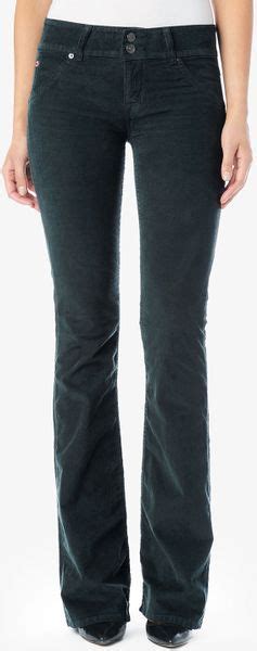 Hudson Signature Mid Rise Bootcut Jeans In Green Dark Green Corduroy