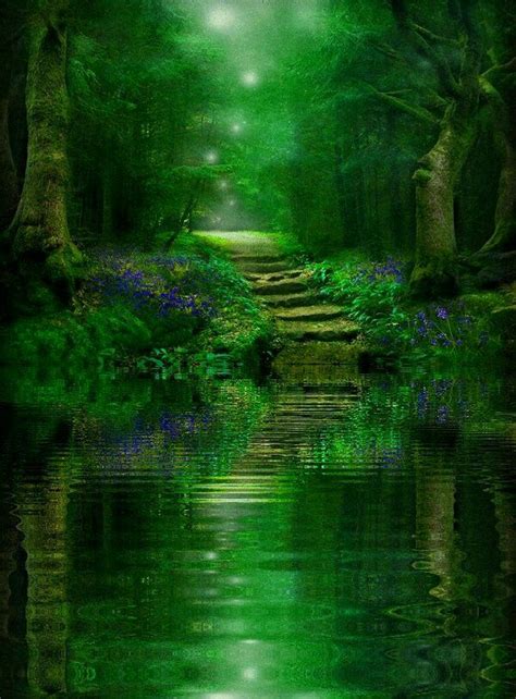 Mystical Green Shines A Scene Nature Fantasy Landscape Beautiful Nature