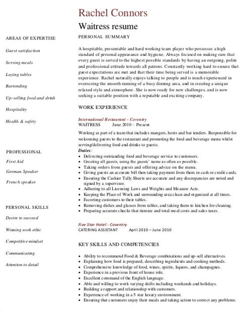 11 Waitress Resume Templates In Word Apple Pages Pdf