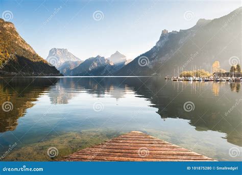 Traunsee Lake In Austrian Alps Stock Photo Image Of Coast Alpine