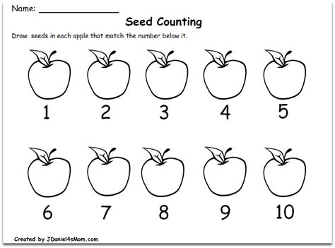 counting worksheets     apple theme