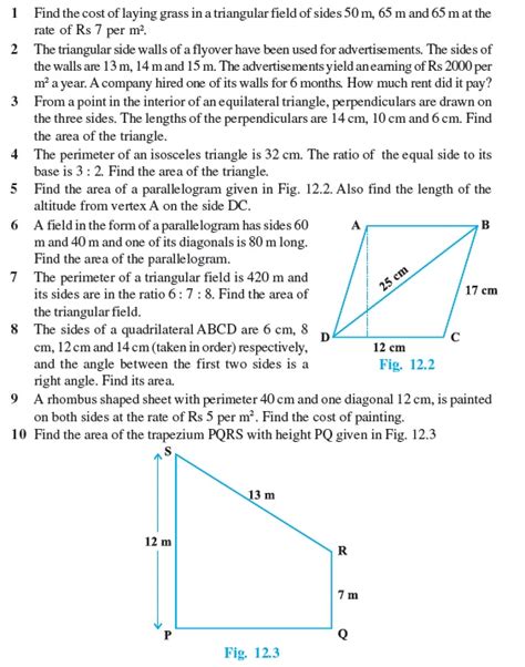 Class Important Questions For Maths Herons Formula Aglasem Schools