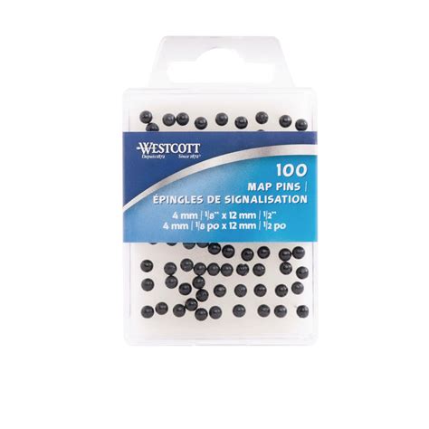 Westcott Map Pins Black 18 X 12 Pack Of 100 Grand And Toy