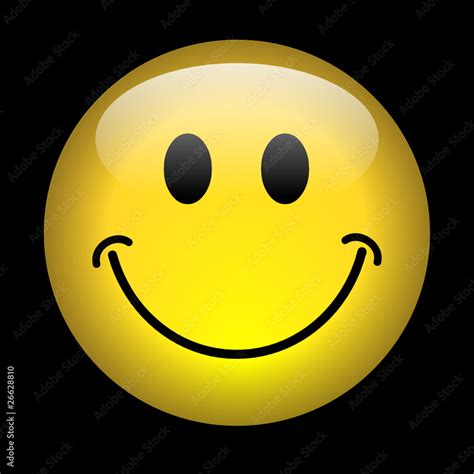 Happy Smiley Web Button Emoticon Smile Joy Good Mood Positive Stock