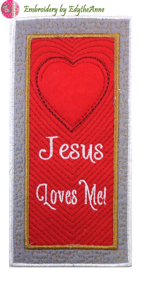 Jesus Loves Me 2 Versions In The Hoop Bookmark Digital Download