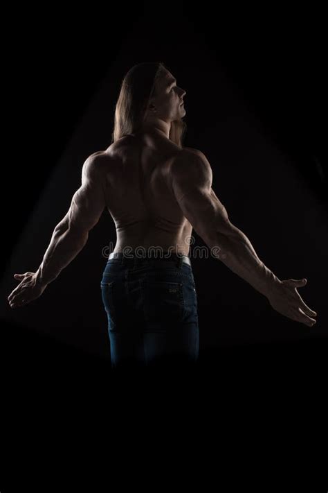 Male Bodybuilder Posing On A White Background Stock Image Image Of