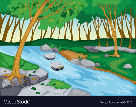 River Flowing In Nature Royalty Free Vector Image