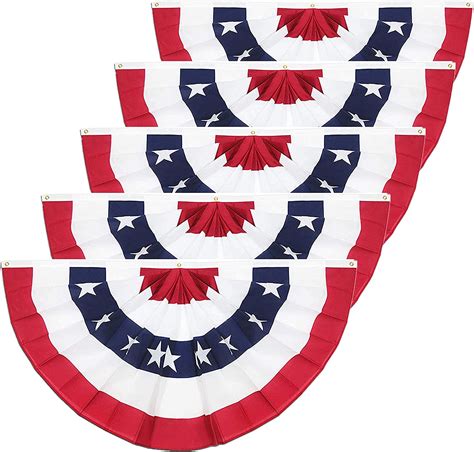 Alfyng 5 Pcs Usa Pleated Fan Flag 15x3 Ft American Us