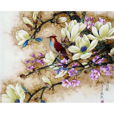 Hot Item Chenistory Bird And Flowers Diy Painting By Numbers Kit