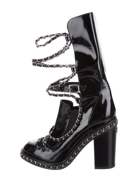 Chanel Chain Link Mid Calf Boots Shoes CHA194379 The RealReal