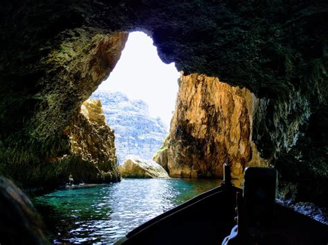 Inside Of The Blue Grotto In Malta Os Neature