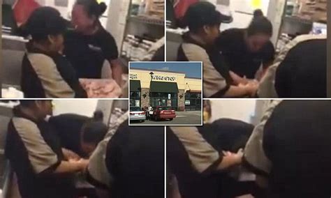Wing Stop Employee Is Caught Dunking Her Head In A Pan Full Of Raw Chicken Daily Mail Online