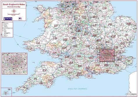 Postcode Area Map 4 Southern England And Wales Colour Photo Paper