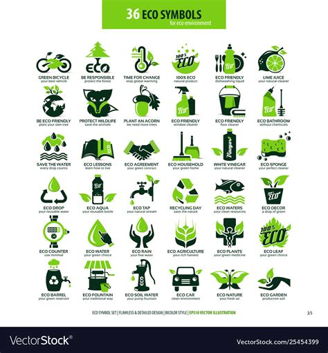 36 Symbols For Eco Environment Royalty Free Vector Image
