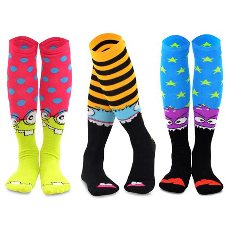 Teehee Novelty Cotton Knee High Fun Socks 3 Pack For Junior And Women
