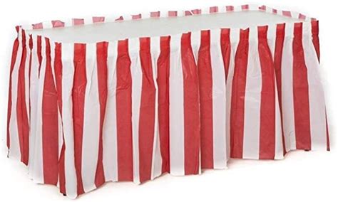 Oojami 4 Pack Red And White Striped Table Skirt Carnival Circus Decorations Pricepulse