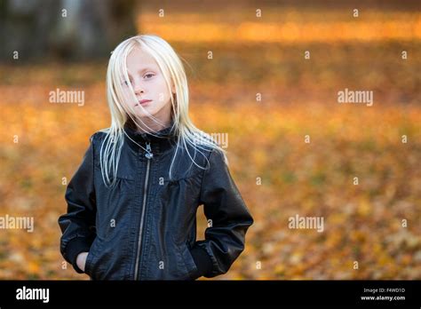 Sweden Vastergotland Lerum Portrait Of Girl 8 9 Wearing Leather