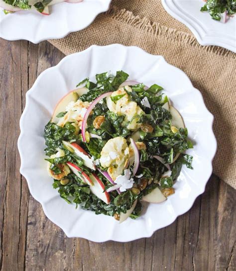 Autumn Kale Salad With Roasted Cauliflower And Apple Domesticate Me