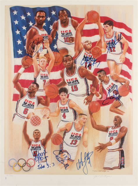 1992 Team Usa Dream Team Le 175x25 Lithograph Signed By 7 With