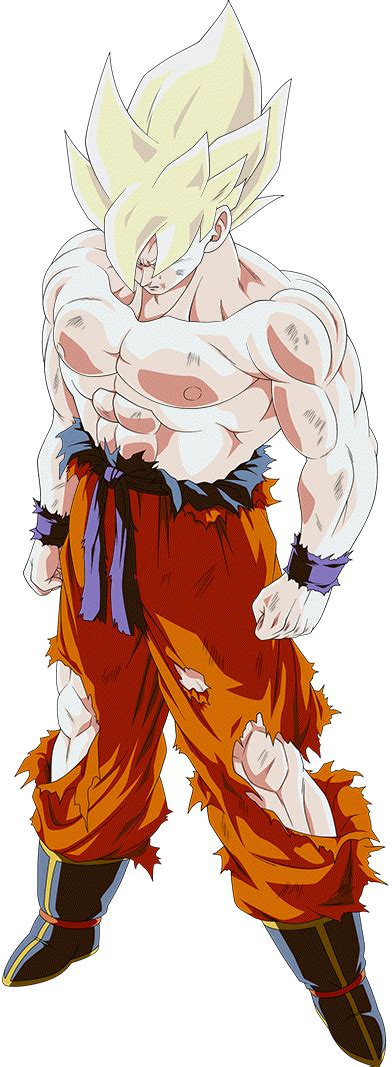 Super Saiyan Goku Shirtless Dokkan Render By Woodlandbuckle On