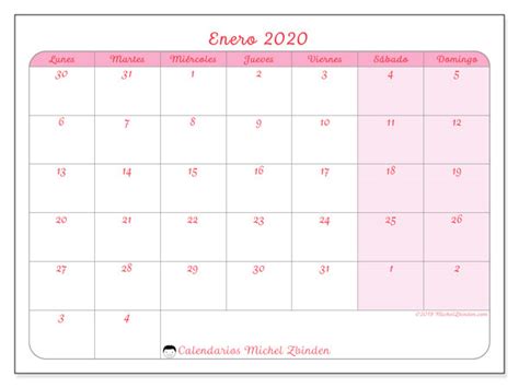Calendarios Enero 2020 Ld Michel Zbinden Es