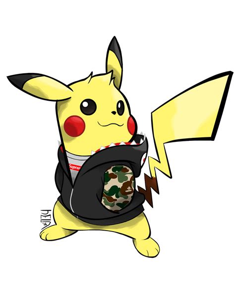 Commissioned Sketch Supreme Brand Pikachu By Seto On