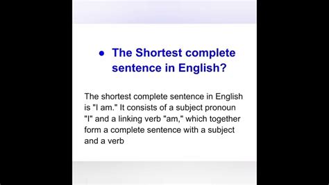 The Shortest Complete Sentence In English Shortfeed Short Youtube