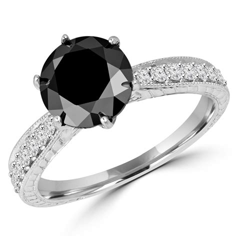 Vintage Black Diamond Engagement Ring Bijoux Majesty