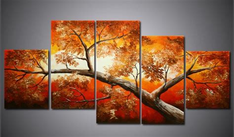 Hand Painted Landscape Oil Painting With Stretched Frame Set Of 5