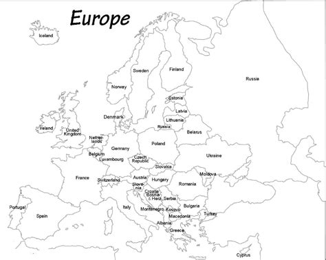 Outline Map Of Europe Printable Blank Map Of Europe WhatsAnswer