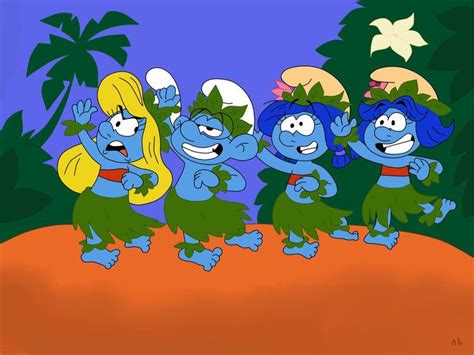 Smurf Hula By Heinousflame On Deviantart Smurfette Disney Cartoons