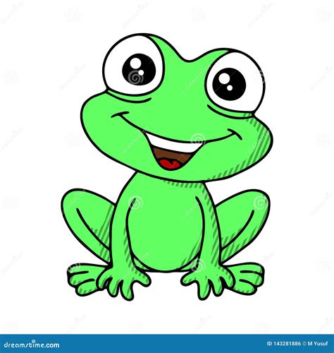 Little Funny Frog Is Sitting Isolated On A White Background Stock