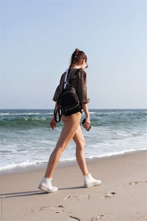 Young Sport Style Pretty Girl Have Fun On The Beach By Viktor Solomin