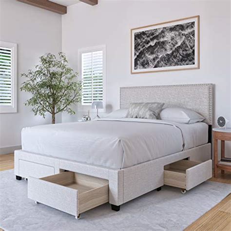 Buy Dg Casa Lucas Upholstered Platform Bed Frame With Storage Drawers