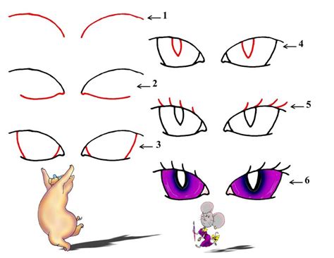 You can draw stick figures with more attitude by adding details like big eyes, clothes, hair or any other things that you might think of. cartoon animal's eyes difficult 46