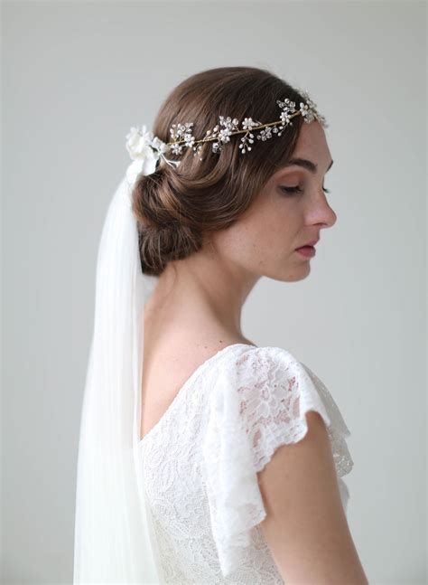 Bridal Crown Veil Crystal And Blossom Full Crown Lux