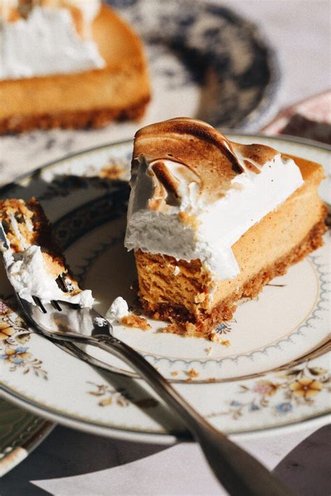 pumpkin cheesecake with gingersnap crust and toasted meringue moments of sugar plain