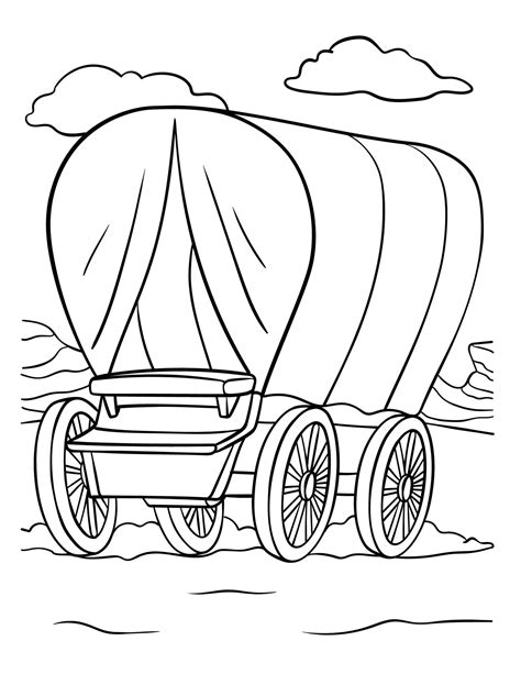 Cowboy Covered Wagon Coloring Page For Kids 20119209 Vector Art At Vecteezy