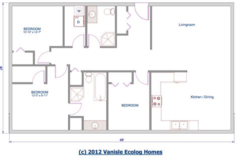 Floor Plan 1344 Sqft 28x48