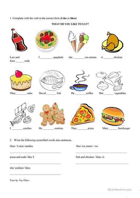 What Do You Like To Eat Worksheet Free Esl Printable Worksheets Made