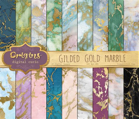 Gilded Gold Marble Digital Paper By Digital Curio Thehungryjpeg