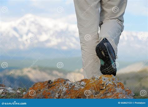 Close Up Of Feet Of A Hiker In The Mountains Stock Image Image Of