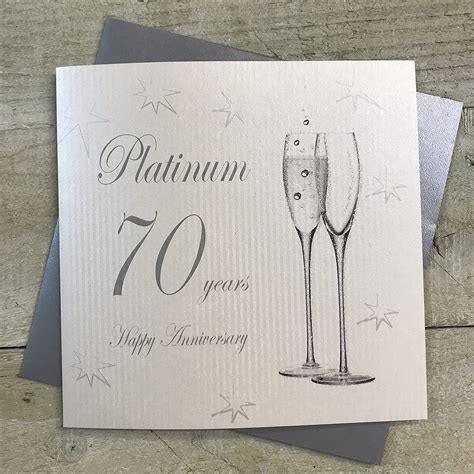 Amazon Com White Cotton Cards Coupe Glass Happy Platinum Years Handmade Anniversary Card