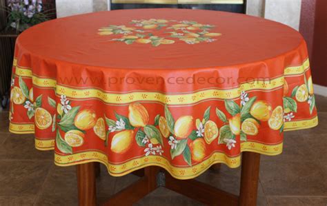 Modern kitchen decor in provencal style. French Provence LEMON ORANGE Acrylic Coated Tablecloth ...