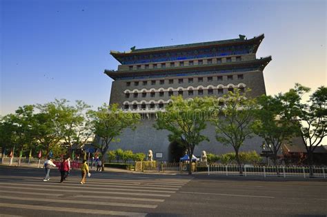 Beijing Qianmen Street And Qianmen Gate Tower Editorial Stock Image