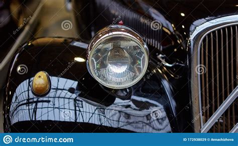 Detail Of Classic Car Close Up Of Headlight Stock Image Image Of